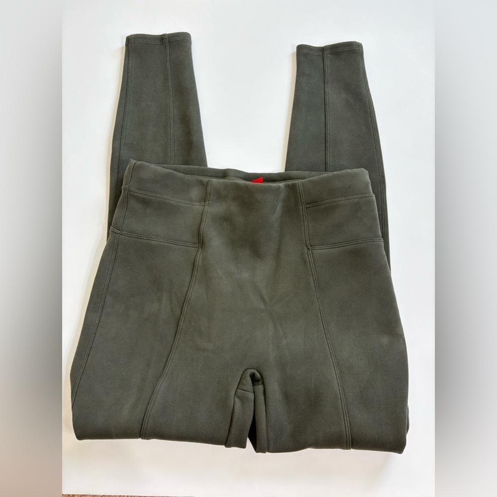 Spanx Faux Suede Pull On Leggings Size Medium Green